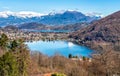 Landscape of lake Lugano-Ceresio and lake Lugano with Swiss Alps. Royalty Free Stock Photo
