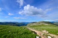 Landscape in the lake district, England. Hiking path in the mountains. Mountains and blue sky landscape. Lake District Royalty Free Stock Photo