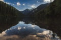 landscape with Lake Kolsay in Tien Shan mountains in Kazakhstan in summer Royalty Free Stock Photo