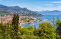 Landscape of Lake Maggiore by Botanical Gardens of Villa Taranto, Italy Royalty Free Stock Photo