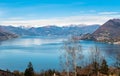 Landscape of Lake Maggiore on a clear winter day, Stresa, Italy Royalty Free Stock Photo