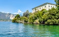 Landscape with lake Maggiore and island Madre, Italy Royalty Free Stock Photo