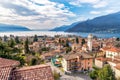 Landscape of lake Maggiore with Maccagno, Italy Royalty Free Stock Photo