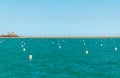 Landscape of Lake Michigan with Navy Pier in background, Chicago, USA Royalty Free Stock Photo