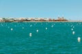 Landscape of Lake Michigan with Navy Pier in background, Chicago, USA Royalty Free Stock Photo