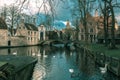 Landscape at Lake Minnewater in Bruges, Belgium