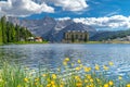 Landscape on Lake Misurina in the Italian Alps. Summer landscape in the Italian Dolomites. South Tyrol Italy. Europe Royalty Free Stock Photo