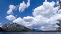 Landscape with lake, mountains and clouds. Royalty Free Stock Photo