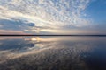 Landscape with lake reflection clouds. Beautiful summer sunset Royalty Free Stock Photo