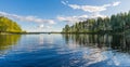 Landscape lake with reflection, clouds