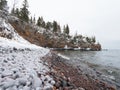 Landscape of Lake Superior North Shore in winter Royalty Free Stock Photo