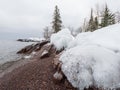 Landscape of Lake Superior North Shore in winter Royalty Free Stock Photo