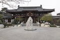 Landscape of a lake and a traditional chinese temple in Huaqing Palace - imagen