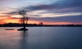 Landscape with lake and tree - sunrise reflection Royalty Free Stock Photo