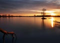 Landscape with lake and tree - sunrise reflection Royalty Free Stock Photo