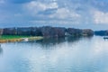 Landscape of Lake view from Avignon Bridge, France in winter travel. Royalty Free Stock Photo