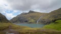 Landscape and lake from Village of Saksun, Faroe Islands, Denmark Royalty Free Stock Photo