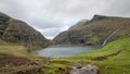 Landscape and lake from Village of Saksun, Faroe Islands, Denmark Royalty Free Stock Photo