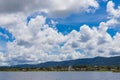 Landscape of Lam Phra Phloeng Reservoir in a sunny day with bright blue sky, Wang Nam Khiao, Thailand Royalty Free Stock Photo