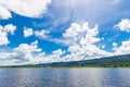 Landscape of Lam Phra Phloeng Reservoir in a sunny day with bright blue sky, Wang Nam Khiao, Thailand