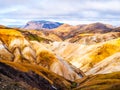 Landscape at Landmannalaugar in rhyolite mountains of the Fjallabak Nature Reserve, aka Rainbow mountains, Iceland Royalty Free Stock Photo