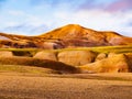 Landscape at Landmannalaugar in rhyolite mountains of the Fjallabak Nature Reserve, aka Rainbow mountains, Iceland Royalty Free Stock Photo