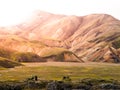 Landscape at Landmannalaugar in rhyolite mountains of the Fjallabak Nature Reserve, aka Rainbow mountains, Iceland Royalty Free Stock Photo