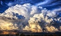 Landscape with a large thundercloud in the blue sky Royalty Free Stock Photo