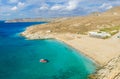Landscape with Lia beach, Mykonos island, Greece Royalty Free Stock Photo