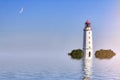 Landscape with lighthouse and moon