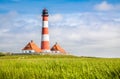 Landscape with lighthouse at North Sea Royalty Free Stock Photo