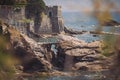 Landscape of ligurian coastline as seen from Anita Graibaldi promenade at Nervi, Liguria, Italy Royalty Free Stock Photo