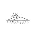 Landscape line art logo design template vector illustration Royalty Free Stock Photo