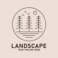 landscape line art logo, icon and symbol, vector illustration design Royalty Free Stock Photo