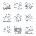 Landscape line icons. linear set. quality vector line set such as steppe, city, desert, glacier, canyon, mountain, earthquake,