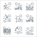 Landscape line icons. linear set. quality vector line set such as steppe, oasis, city, cave, rock, volcano, forest, cave