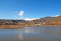 Landscape Little potala or shangri la tibetan monastery with lake in front of temple at shangrila old town , Zhongdian , Yunnan , Royalty Free Stock Photo