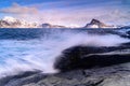 Landscape of Lofoten archipelago in Norway in winter time, , Myrland