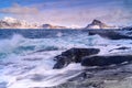 Landscape of Lofoten archipelago in Norway in winter time, , Myrland