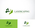 landscape logo creative garden pines natural tree growth illustration vector Royalty Free Stock Photo