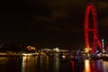 Landscape of London eye and Thames river at night view from Westminster bridge Royalty Free Stock Photo