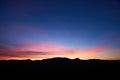 Landscape long exposure of majestic clouds in the sky sunset or sunrise over mountains. Beautiful colourful cloudscape