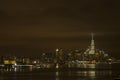 Landscape:Lower Manhattan Lights on Warm Cloudy Night Royalty Free Stock Photo