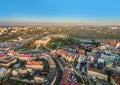 Landscape of Lublin from a bird`s eye view. Old town in Lublin with visible castle. Royalty Free Stock Photo