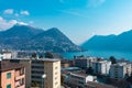 Landscape of day Lugano city in Tessin Royalty Free Stock Photo