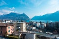 Landscape of day Lugano city in Tessin