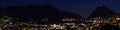 Landscape of Lugano Lake by night. Lake Lugano Lago di Lugano, Ticino canton, Switzerland Royalty Free Stock Photo