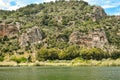 Landscape of Lycian rock cut tombs at Dalyan, Turkey Royalty Free Stock Photo