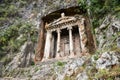 Landscape of Lycian rock cut tombs at Dalyan, Turkey Royalty Free Stock Photo