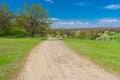 Landscape with macadamized road in rural area, central Ukraine